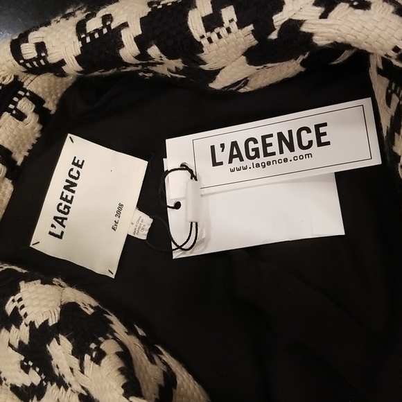 💕L'AGENCE Inez Tweed Blazer + Livia Tweed Skirt Light Camel Black Houndstooth 6 - Picture 13 of 16